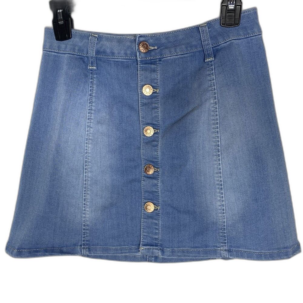 Celebrity Pink Denim Mini Skirt Womens 3 26 Button Front Stretch Y2K Casual Blue